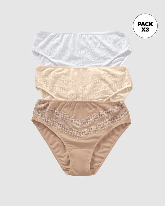 Paquete x 3 panties tipo bikini clásicos y confortables