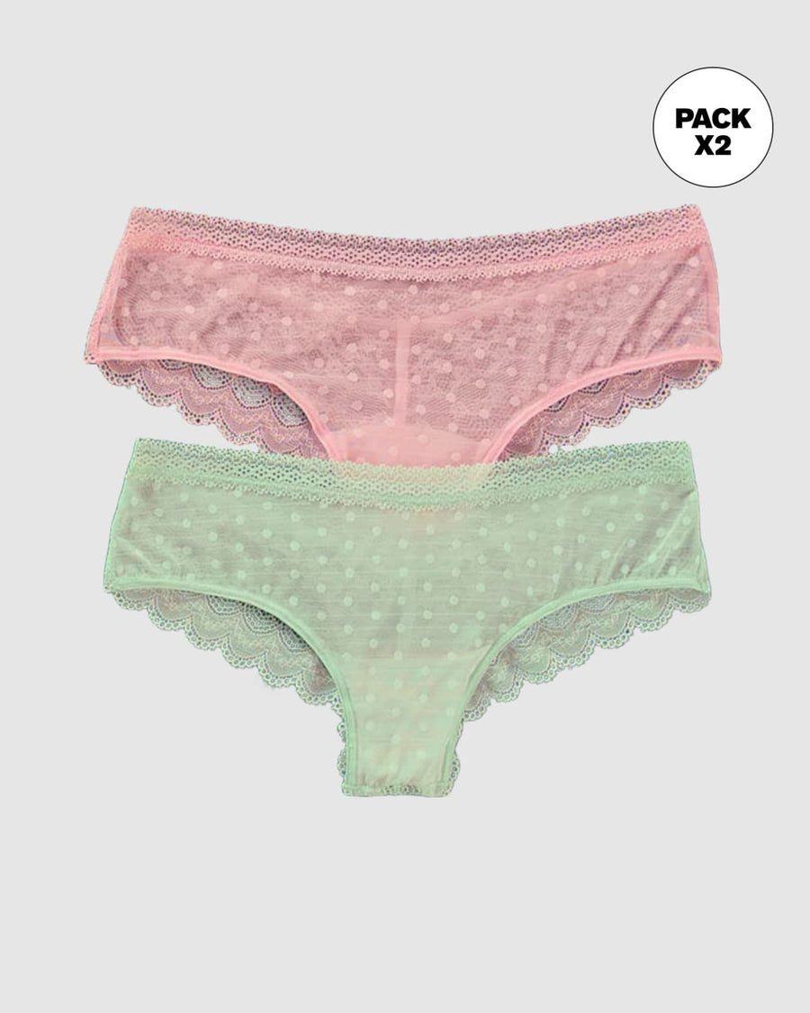 Paquete x 2 Panties Cacheteros en Encaje y Tul