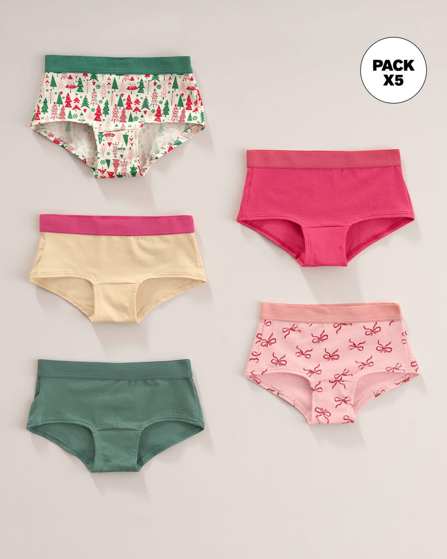 Paquete x 5 panties tipo hipster para niña