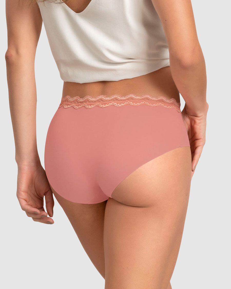 Panty hípster con encaje en cintura tiro medio